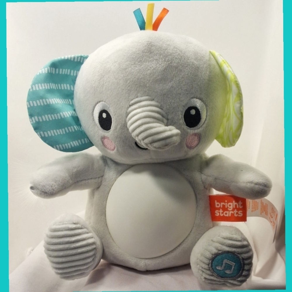 Musical Elephant Plush Toy - Gray and Blue
